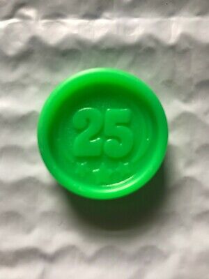 Vintage Fisher Price Cash Register Coin 25 Cents Green Coin