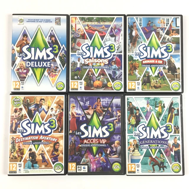 Les Sims 3 - Lot De 7 Jeux PC : Jeu De Base + 6 Extensions/additions - Bon état (région Free)