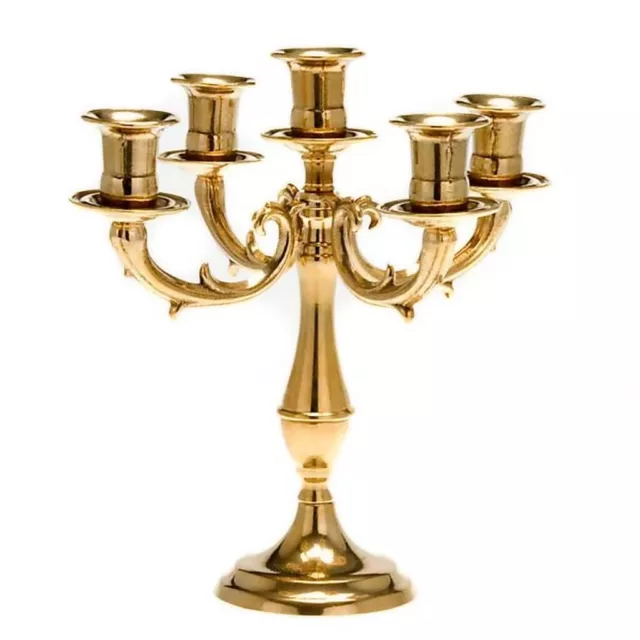 Kerzenleuchter Messing Kerzenständer Gold Kerzenhalter 28 cm Mehrarmig 5 armig 2