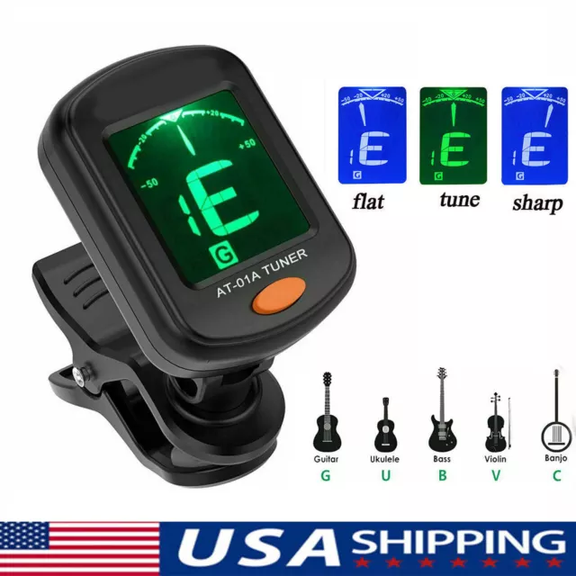 LCD Clip On Chromatic Acoustic Electric Guitar Bass Ukulele Banjo Violin Tuner