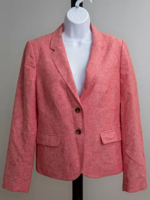 J.Crew Women's Pink 55% Linen Two Button Blazer, size 10,  w/ Pockets & Lined.