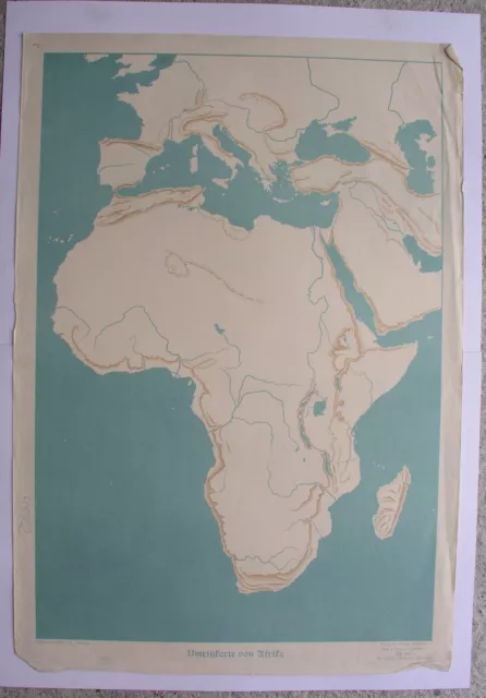 Wandkarte Umrisskarte von Afrika 1939 Der Praktische Schulmann vintage 64x92cm