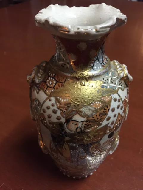Antique Japanese Satsuma Vase Signed Meji Period