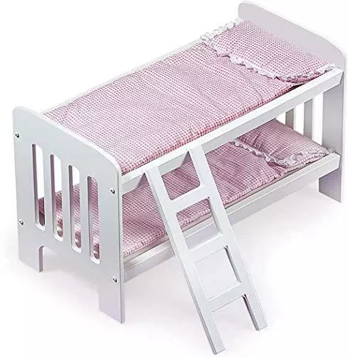 Badger Basket Gingham Doll Bunk Bed with Ladder, Bedding, and Free