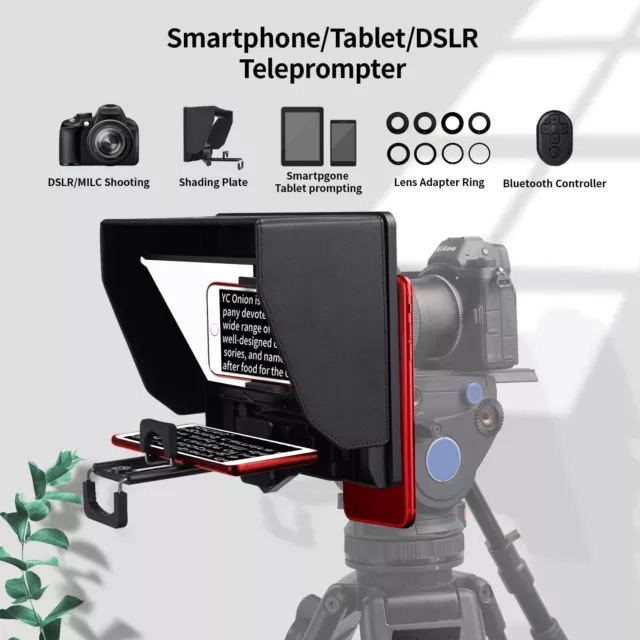 YC Onion Teleprompter for Tablet Smartphone & Camera, Portable Teleprompter Kit