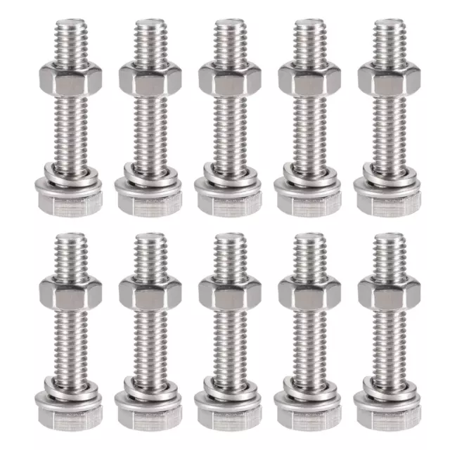 M6 x 30mm Hexagonal Cabeza Tornillos Pernos,Tuercas,Planas y Arandelas Kits 10pz