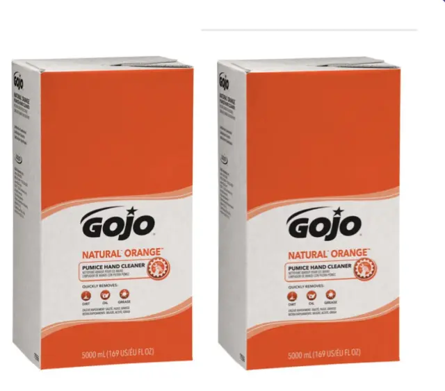 2x GOJO 7556 Natural Orange Pumice Hand Cleaner 5000ml PRO TDX Dispenser Refills