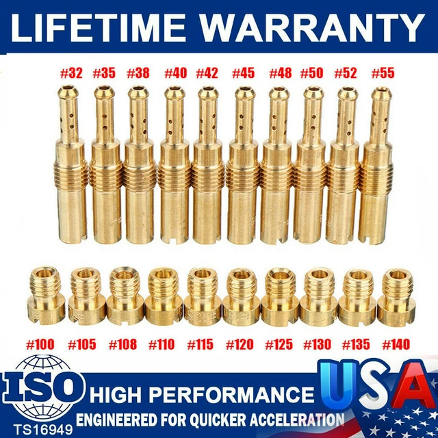 10PCS CARBURETOR MAIN Jet kit + Set Slow/Pilot Jet fit PWK Keihin CVK