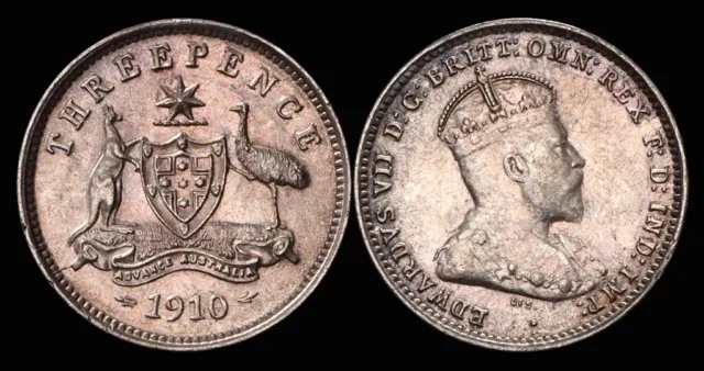 AUSTRALIA 1910 KGV 3d - Steel grey tone over full lustre UNC/Choice UNC.