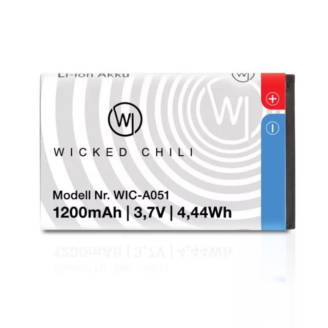 Wicked Chili Akku für AVM FRITZ!Fon C6 DECT Zusatzakku Ersatzakku 1200mAh Li-Ion