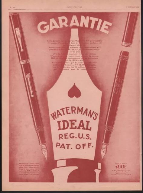 1928 Waterman Ideal Jif Pen Write Fountain Paris Ink Refillable Nib 20779