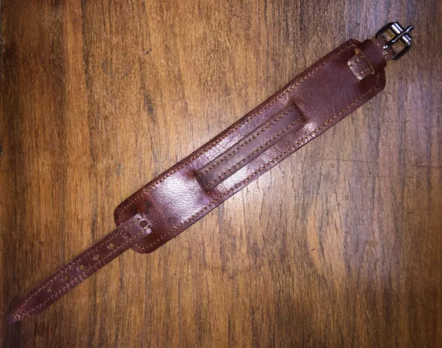 12mm brown leather handmade WWI WWII army military trench watch bund strap band