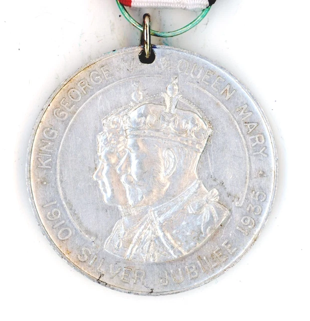 SILVER JUBILEE KING V 1935 medal medallion Keighley antique