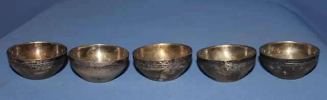 Antique set 5 silver plated cups