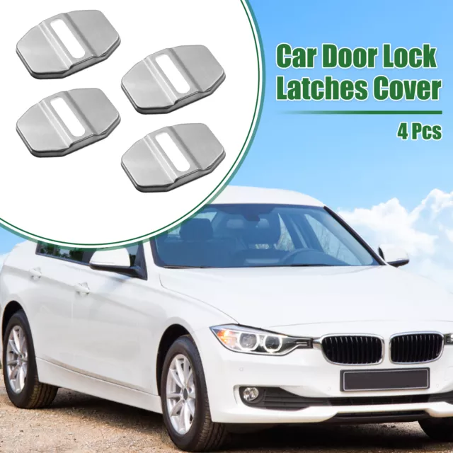 4pcs Door Latch Lock Cover Protector for BMW 1 Series 2 Series X5 Silver Tone