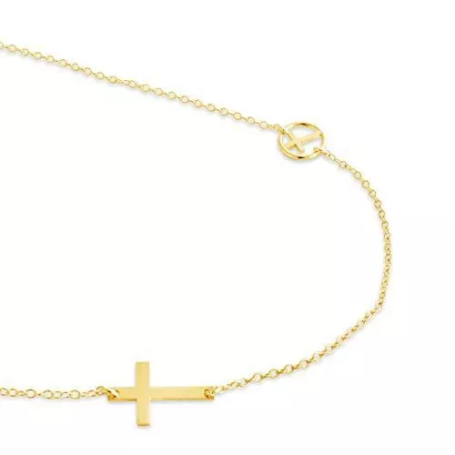 Azaggi Gold Plated Cross & Circle Christian Religious Pendant Necklace Jewelry