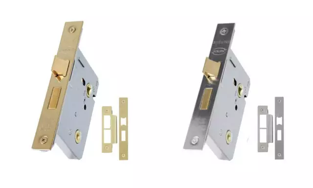 Bathroom Lock Brass or Nickel Finish 64mm 76mm Easy Release  Inc All Fittings