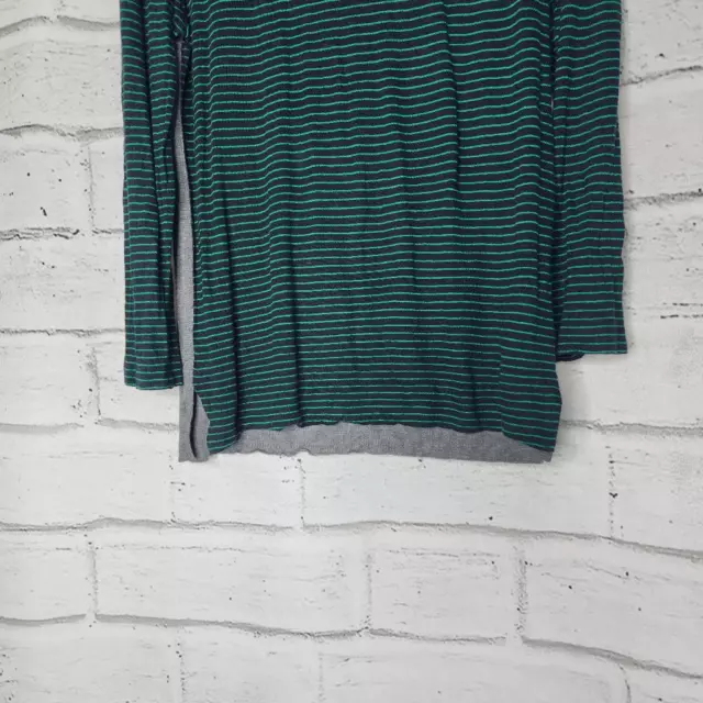 T Alexander Wang Striped Linen Silk Blend Knit Long Sleeve Shirt Blue Green 3