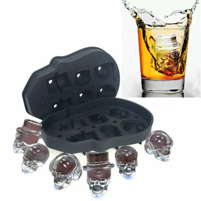 3D Skullhead Silikon Eiswürfelform Totenkopf  Eiswürfel Form Whiskey Cocktail