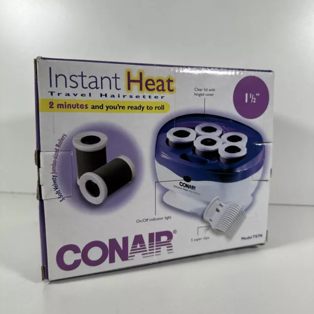 CONAIR Large Jumbo Hot Curlers Hair Rollers Instant Heat Travel Hairsetter