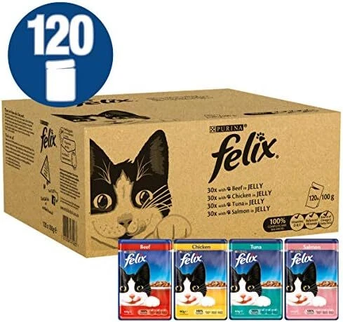 Felix Adult Wet Cat Food Mixed Selection 120 x 100g