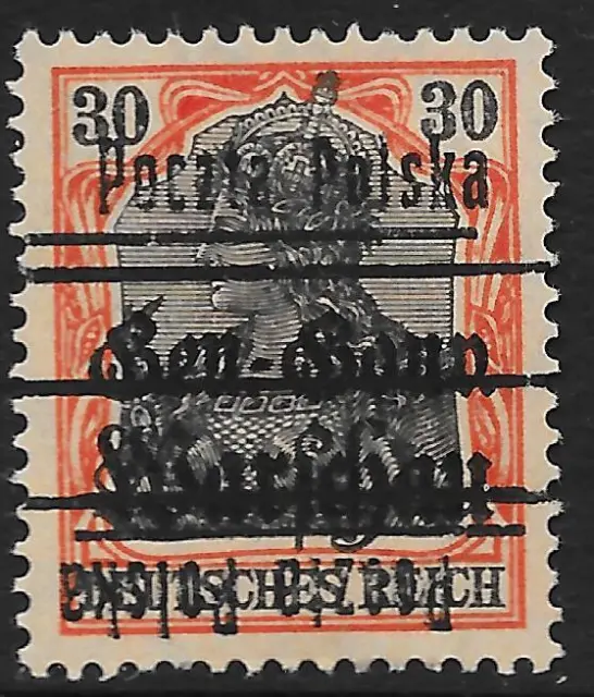 Polen Briefmarken 1918 MI 11II DOPPELT Ovpt MLH Sehr guter Zustand