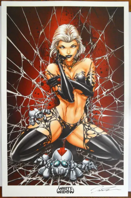 WHITE WIDOW NAUGHTY SPIDER Print HAND SIGNED by Jamie Tyndall w COA Spider-Man