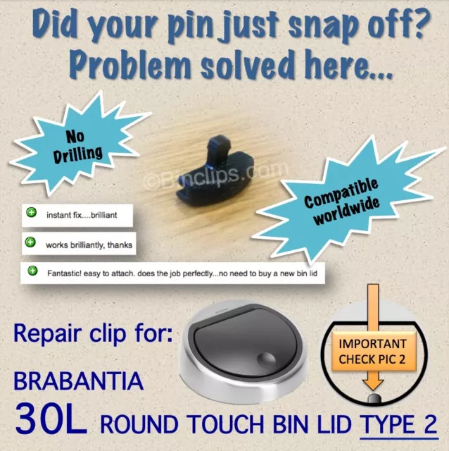 REPAIR/FIX BIN LID pin striker 30L Brabantia touch bin trash can no  drill-type2 £6.50 - PicClick UK