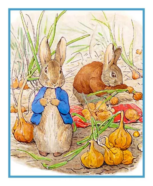 Beatrix Potter Peter Rabbit Collects Onions Counted Cross Stitch Chart Pattern