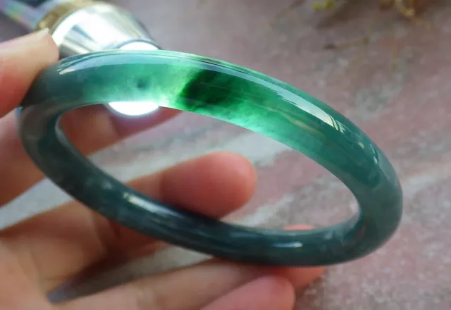 Certified Green Burma Natural JADE Jadeite Circle Bangle Bracelet 57mm 631041 TN