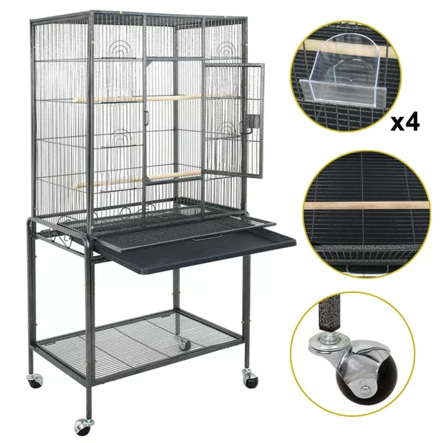 53" Large Bird Pet Cage Large Play Top Parrot Finch Cage Macaw Cockatoo W/ Door