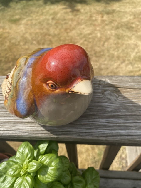 Große Vogeltaube KERAMIKFIGUR Keramik Skulptur handbemalt braun 2