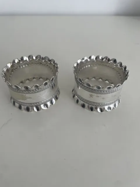 Vintage Antique Pair Silver Plated Napkin Rings