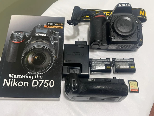 EXTRAS + 2 Batteries FX Nikon D750 24.3MP Digital SLR Camera Body WiFi HD Video