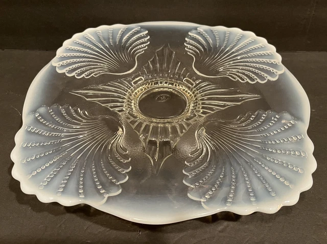 Ultra Rare Cake Stand Opalescent Mosser Glass w/ Sticker