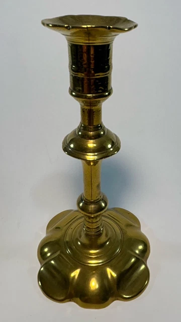 Antique 18Th Century English Georgian Period Brass Baluster Socket Candlestick