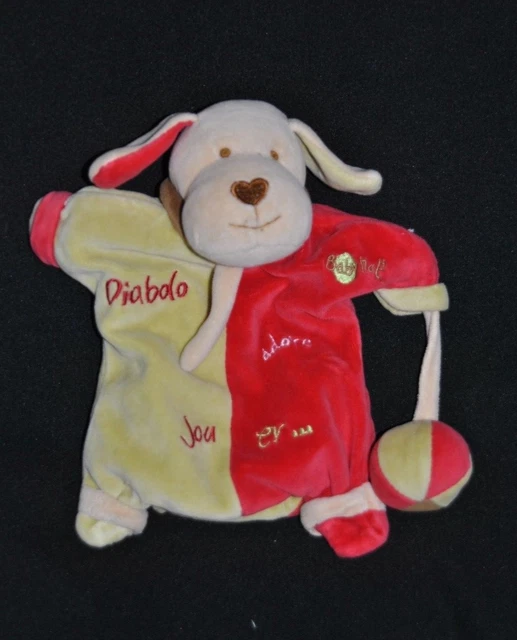 Doudou Marionnette Chien Diabolo Rouge Vert BABY'NAT BABYNAT Adore Jouer NEUF