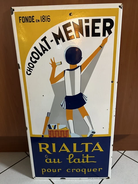 Plaque émaillée Publicitaire – Chocolat MENIER – Décoration Rétro Café (Neuf)