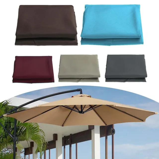 8ribs Fabric Canopy Replace Umbrella Brown Burgundy For 2.7m Garden Patio