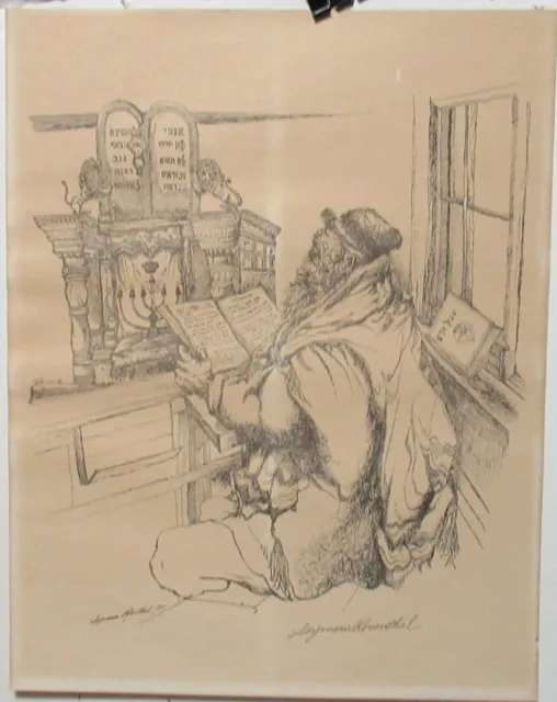 Seymour Rosenthal Man Reading Hand Signed In Pencil Lithograph Dated 1960