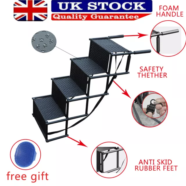 Foldable Folding Pet Dog Car Boot Access Steps Ladder Stairs Strong Lightweight