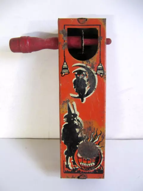 Kirchhof Halloween vintage Noisemaker Ratchet Metal Tin Lithograph U.S.A.