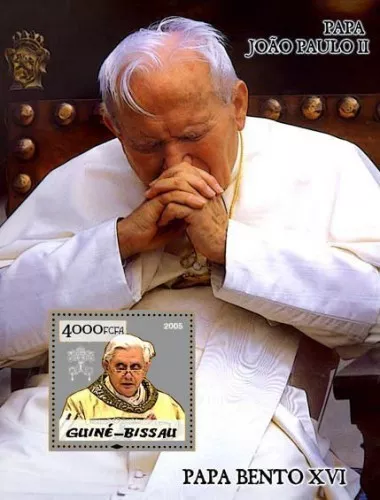 Pope John Paul II SILVER edition Guinea-Bissau s/s Mi. Bl.502 MNH #GB5p03b-silv