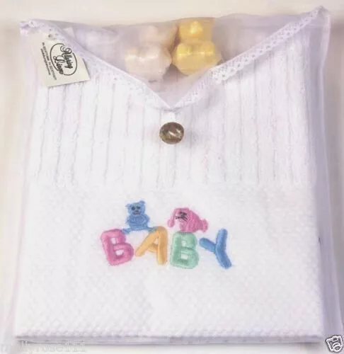 White 100% Cotton Baby Girl Or Boy Embroidered Hand Towel & Soap Set