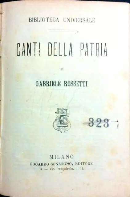 Canti Della Patria Do Gabriele Rossetti