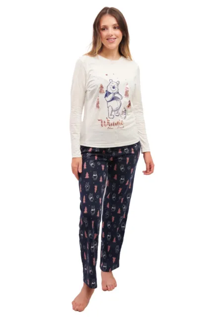 Womens Ladies Pyjamas PJ Top Bottoms Set Loungewear Cotton Winnie Pooh Size 4-22