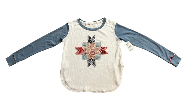 NWT Free People We The Free Size XS Lonestar Patchwork Thermal Ivory $128 NWT Free People We The Free Size XS Lonestar Patchwork Thermal Ivory $128
