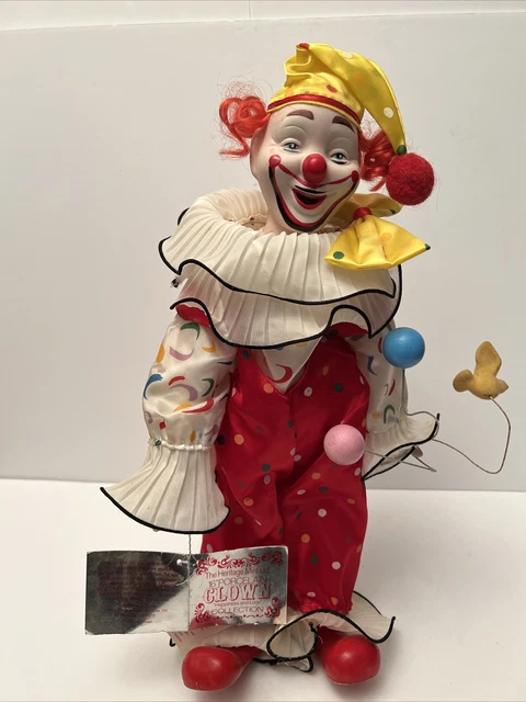 The Heritage Mint Ltd 1989 16" Porcelain Clown-Happiness And Love-Collection VTG