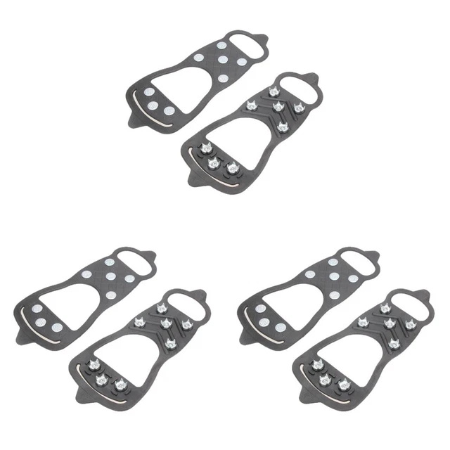 3 Pairs 8-Stud Shoes Cover Non- Snow Ice Climbing Spikes Grips Crampon