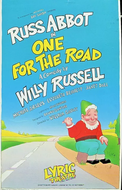 Original Flyer: One For The Road, Russ Abbot, Willy Russell, Lyric Theatre